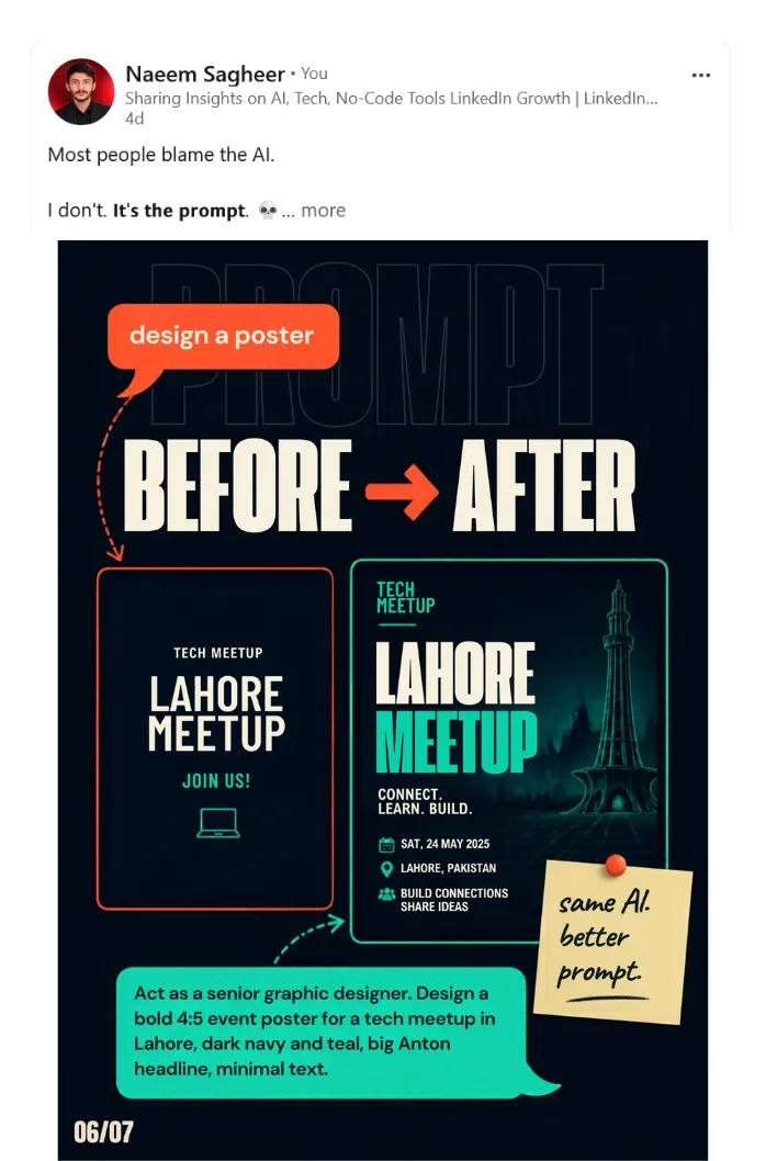 Sponsored LinkedIn post for Use of AI